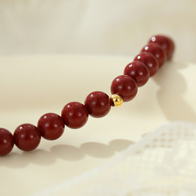Wear FengShui 925 Sterling Silver Cinnabar Beads Blessing Anklet