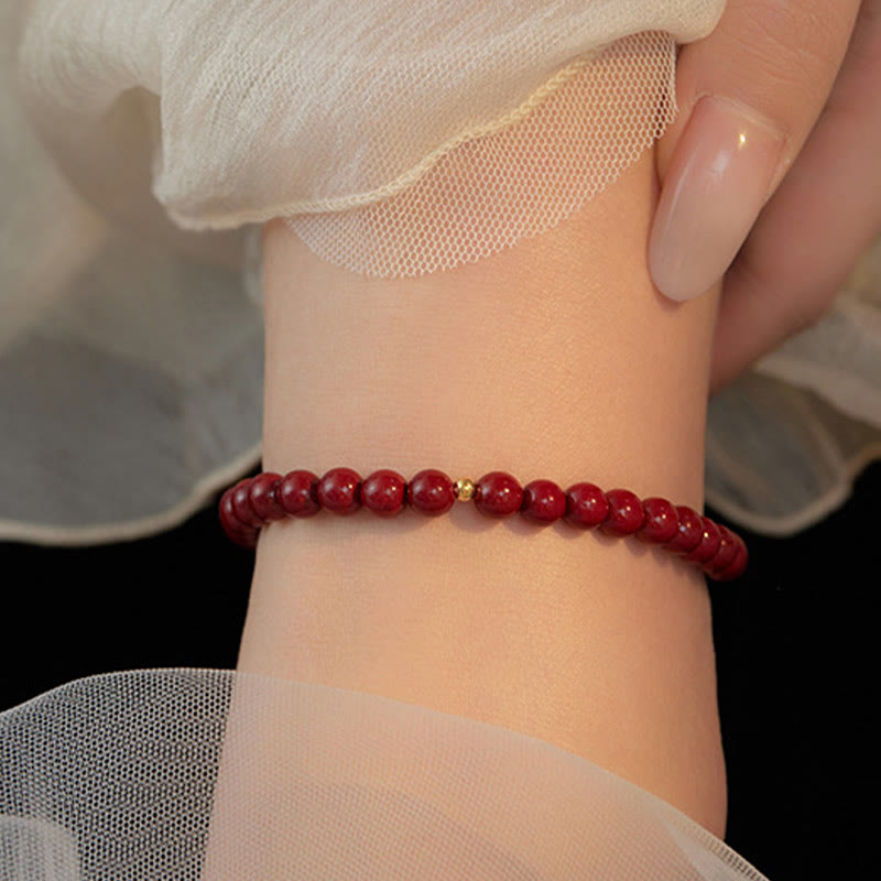 Wear FengShui 925 Sterling Silver Cinnabar Beads Blessing Anklet