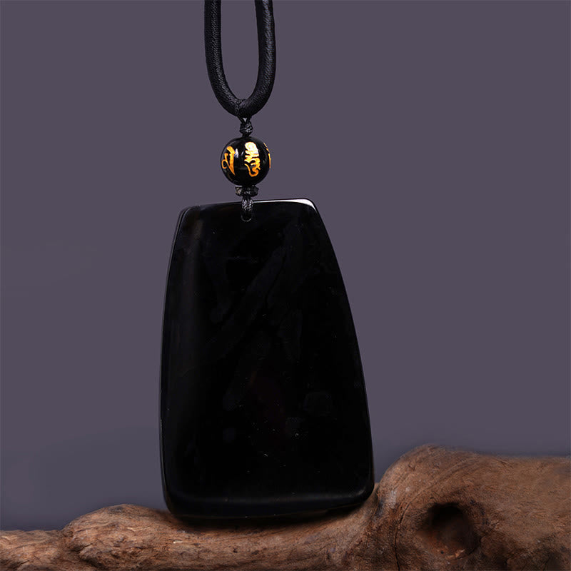 Wear FengShui Black Obsidian Dragon Carved Luck Protection Necklace Pendant
