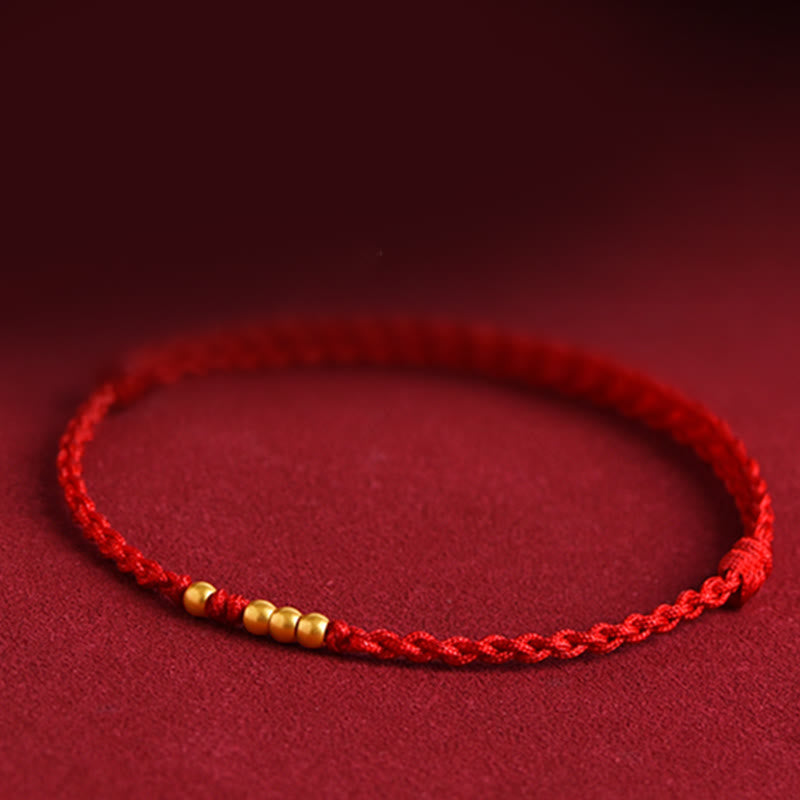 Wear FengShui 999 Gold Beads Luck Braided Protection Couple Bracelet