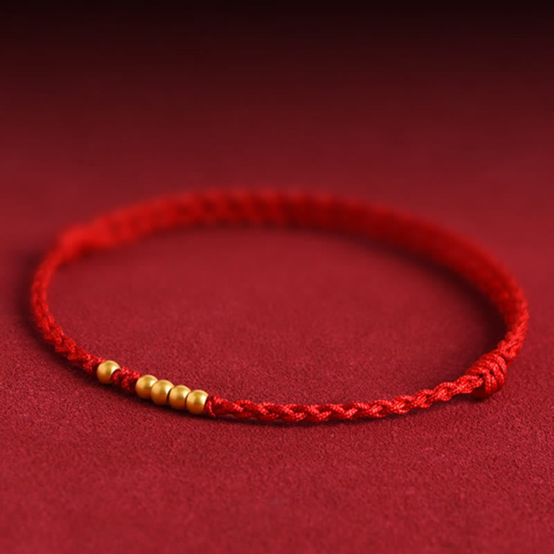 Wear FengShui 999 Gold Beads Luck Braided Protection Couple Bracelet