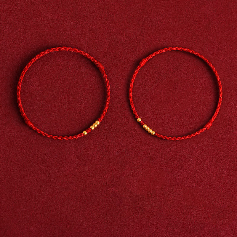 Wear FengShui 999 Gold Beads Luck Braided Protection Couple Bracelet
