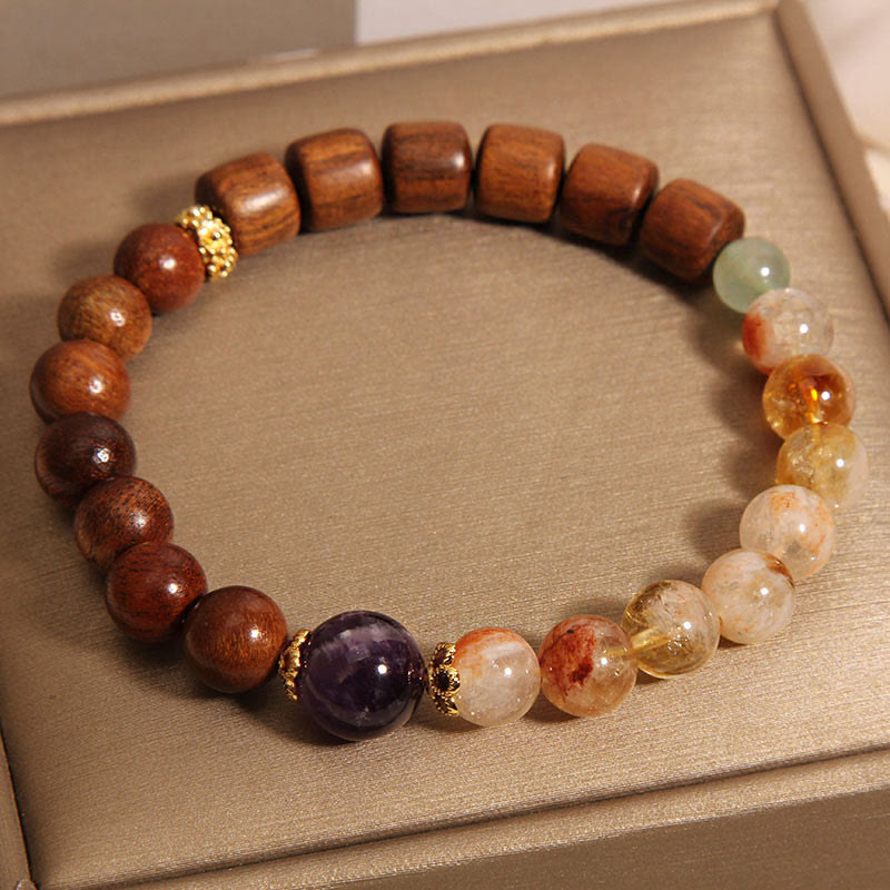 Wear FengShui Sandalwood Rosewood Citrine Protection Bracelet