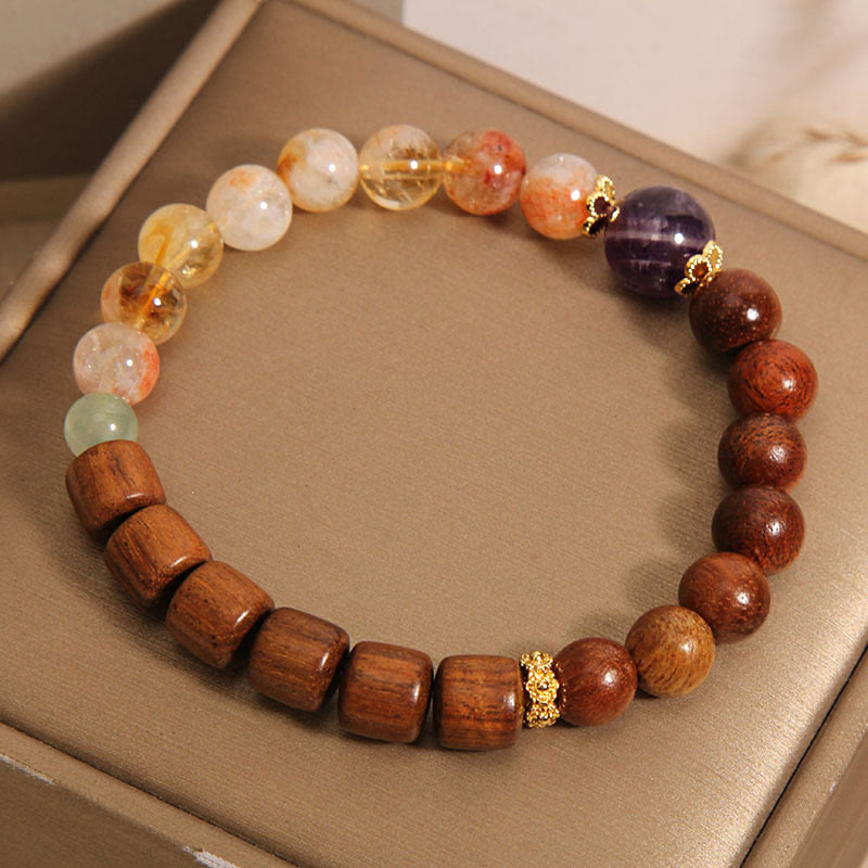 Wear FengShui Sandalwood Rosewood Citrine Protection Bracelet