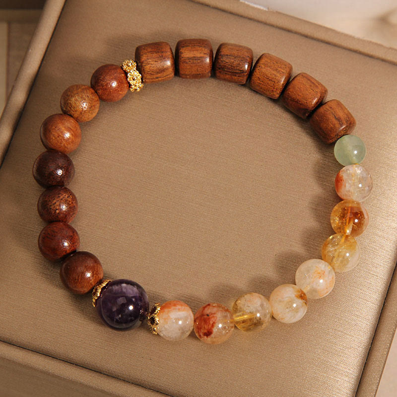 Wear FengShui Sandalwood Rosewood Citrine Protection Bracelet