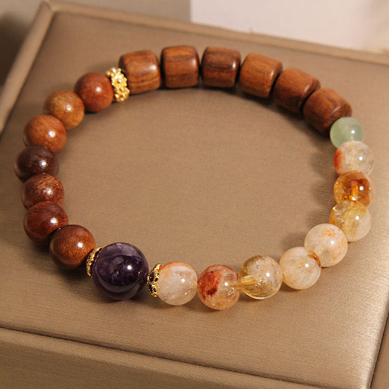 Wear FengShui Sandalwood Rosewood Citrine Protection Bracelet