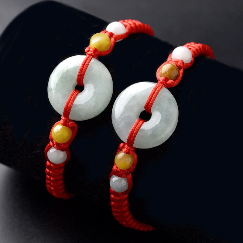 Wear FengShui Jade Peace Buckle Luck Red String Bracelet
