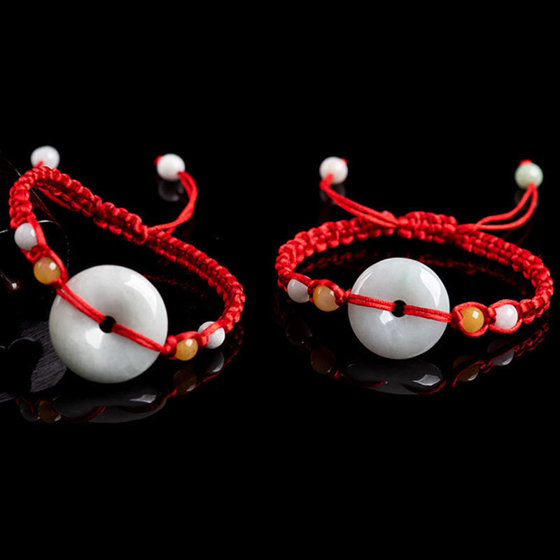 Wear FengShui Jade Peace Buckle Luck Red String Bracelet