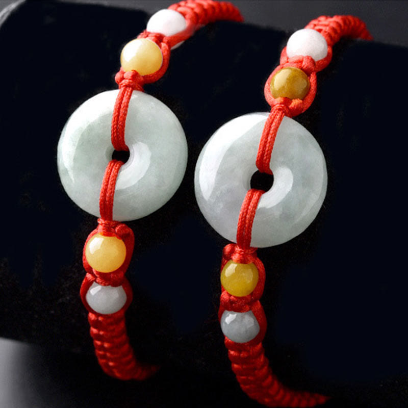 Wear FengShui Jade Peace Buckle Luck Red String Bracelet