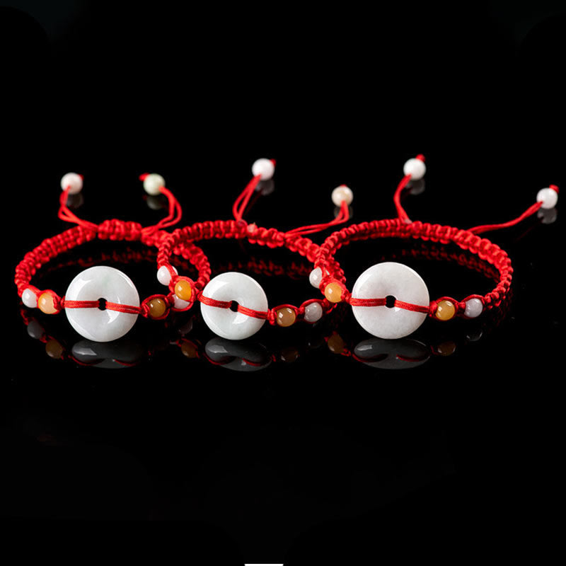 Wear FengShui Jade Peace Buckle Luck Red String Bracelet
