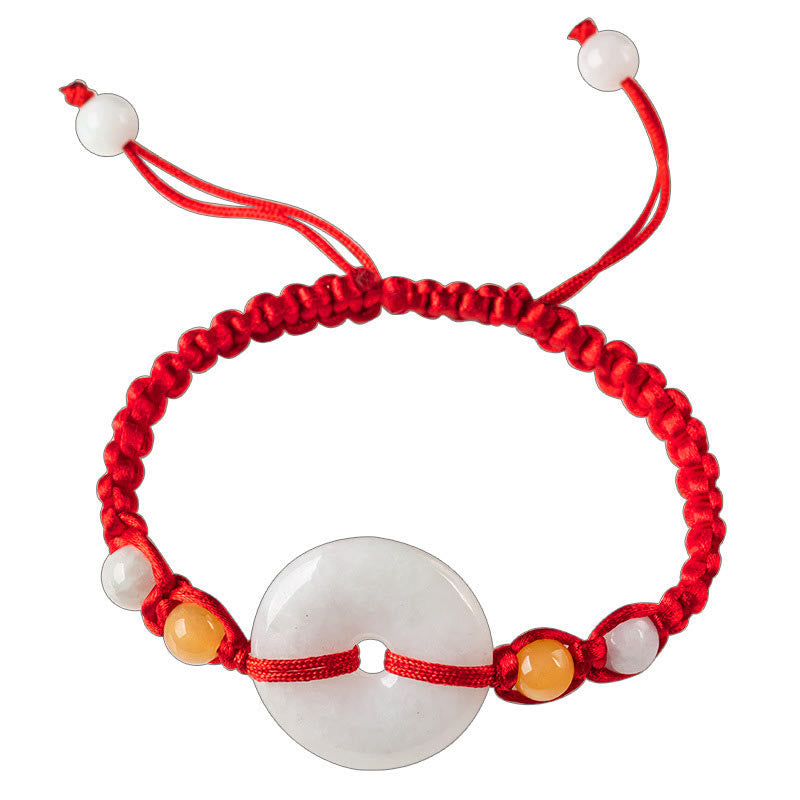 Wear FengShui Jade Peace Buckle Luck Red String Bracelet