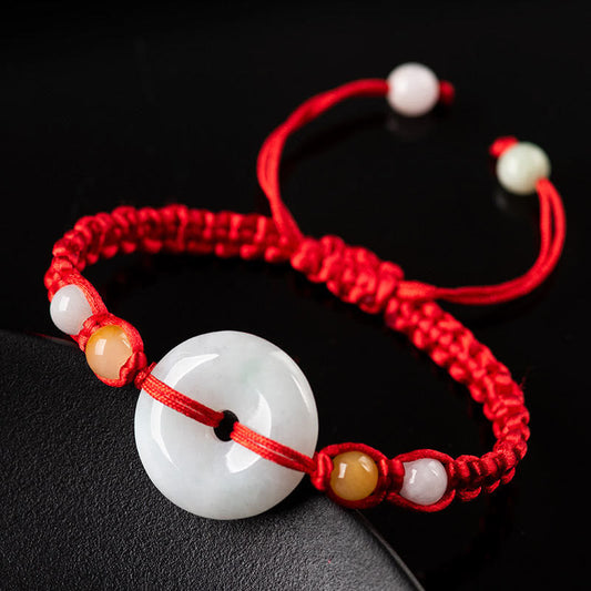 Wear FengShui Jade Peace Buckle Luck Red String Bracelet