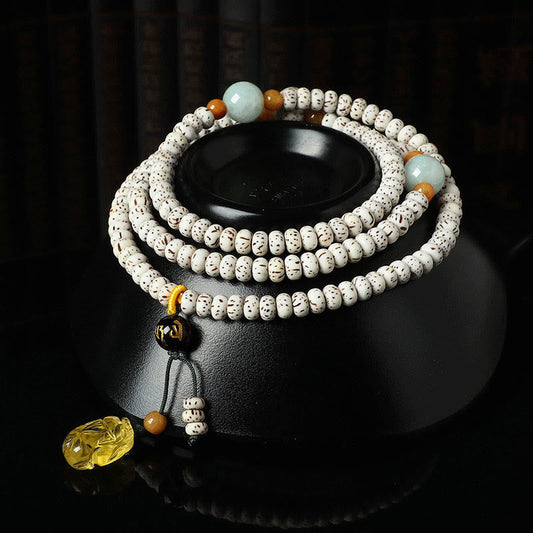 Wear FengShui Tibetan Bodhi Seed Amber Agate Wealth Bracelet