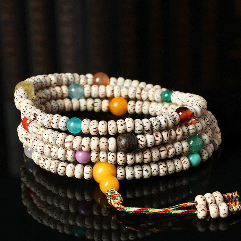 Wear FengShui Tibetan Bodhi Seed Amber Agate Wealth Bracelet