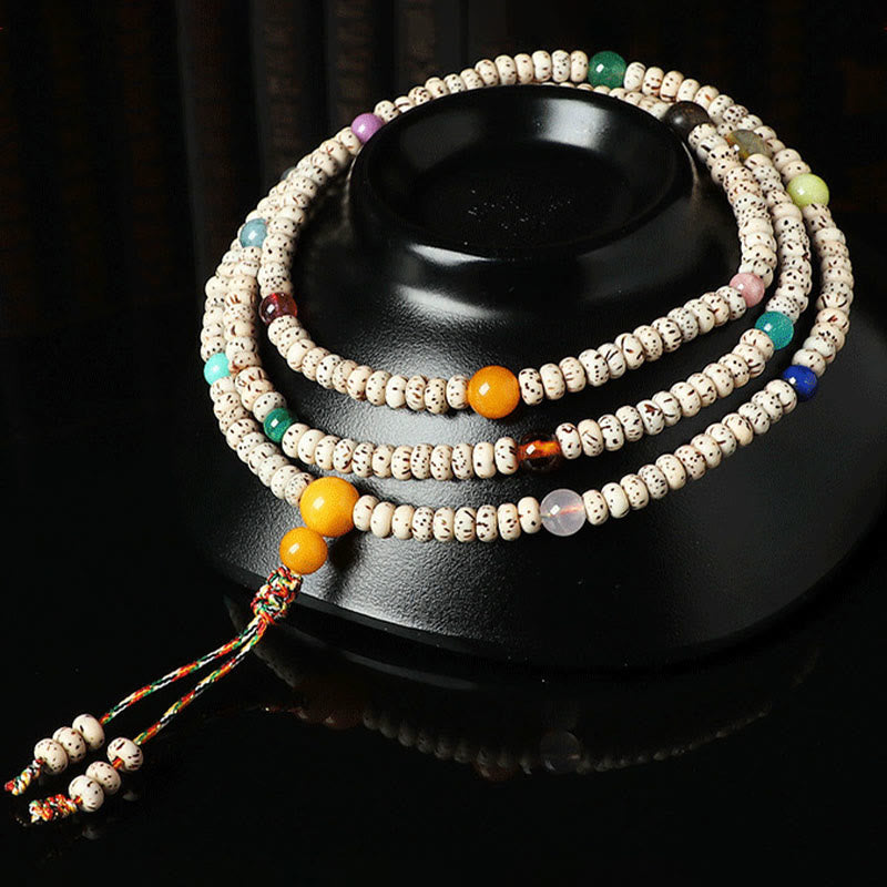 Wear FengShui Tibetan Bodhi Seed Amber Agate Wealth Bracelet