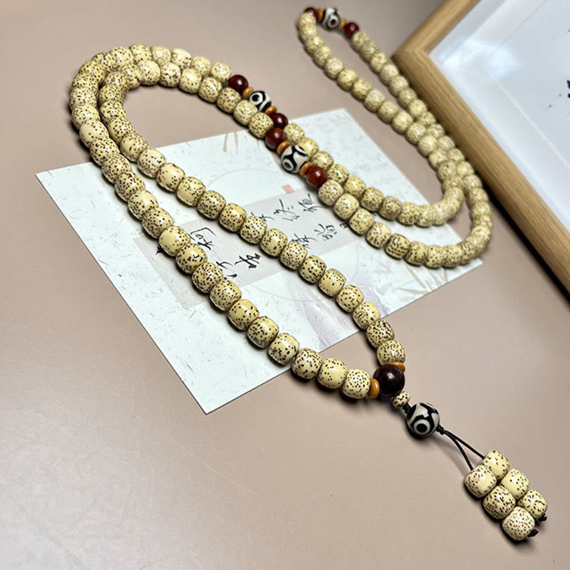 Wear FengShui 108 Mala Beads Bodhi Seed Dzi Bead Keep Away Evil Spirits Bracelet