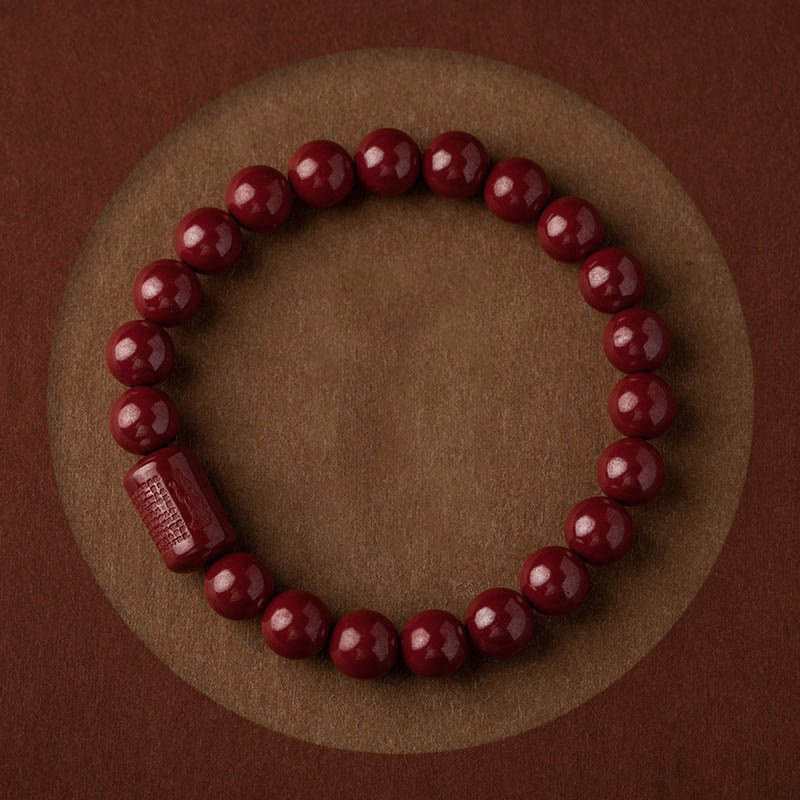 Wear FengShui Natural Cinnabar Heart Sutra Blessing Bracelet