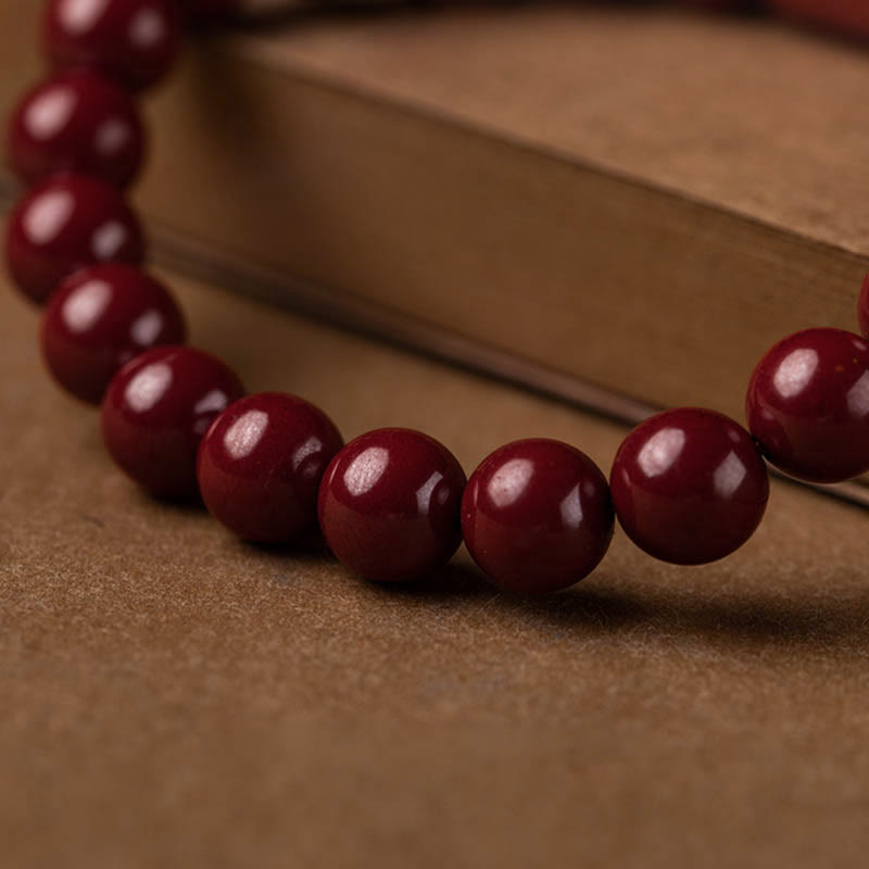 Wear FengShui Natural Cinnabar Heart Sutra Blessing Bracelet