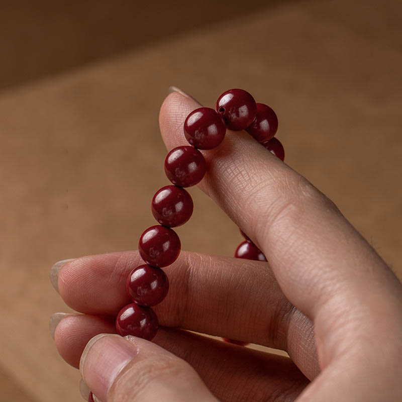 Wear FengShui Natural Cinnabar Heart Sutra Blessing Bracelet