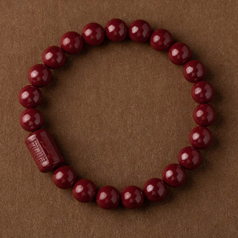 Wear FengShui Natural Cinnabar Heart Sutra Blessing Bracelet