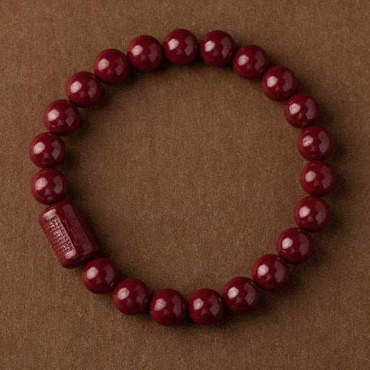 Wear FengShui Natural Cinnabar Heart Sutra Blessing Bracelet
