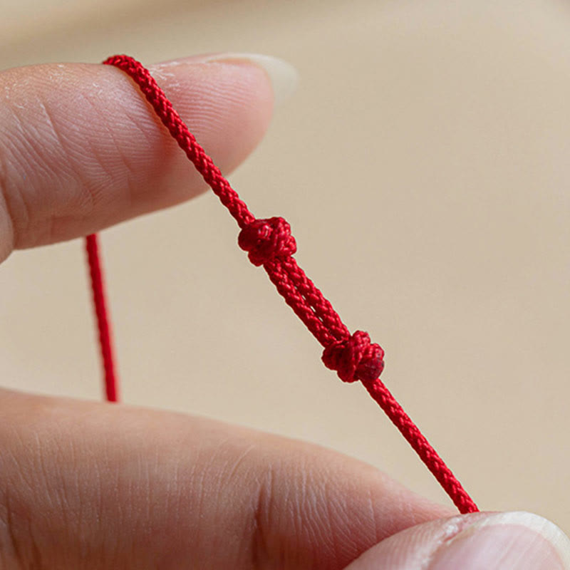Wear FengShui Handmade 925 Sterling Silver Fu Character Red Agate Fortune Braided Ultra-Thin Rope Bracelet