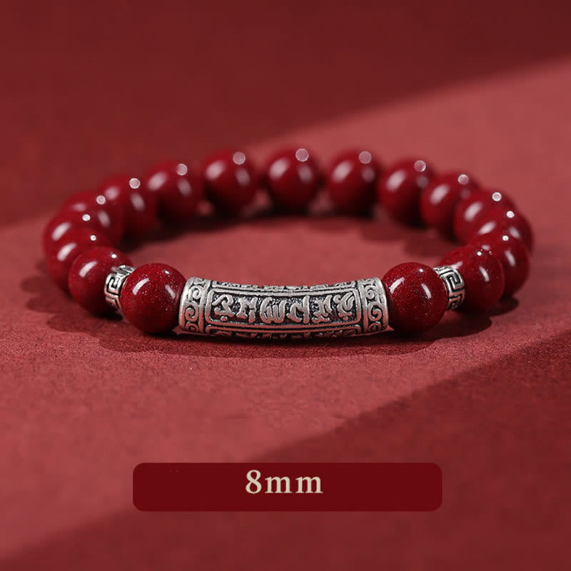 Wear FengShui Cinnabar 999 Sterling Silver Six True Words Blessing Bracelet