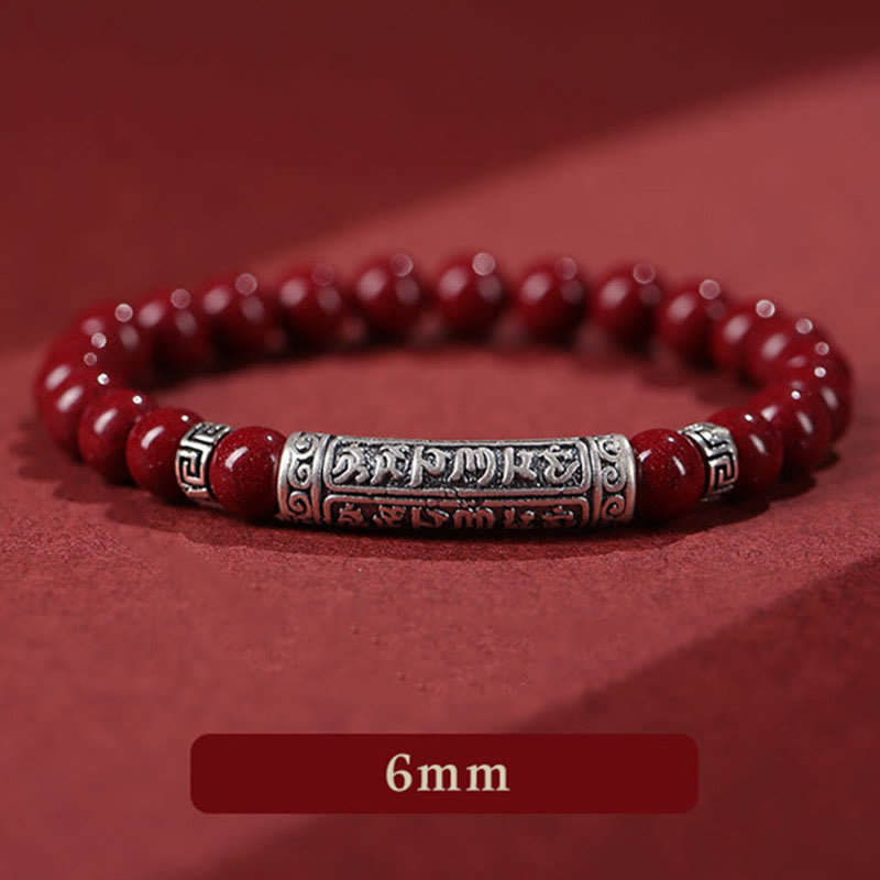 Wear FengShui Cinnabar 999 Sterling Silver Six True Words Blessing Bracelet