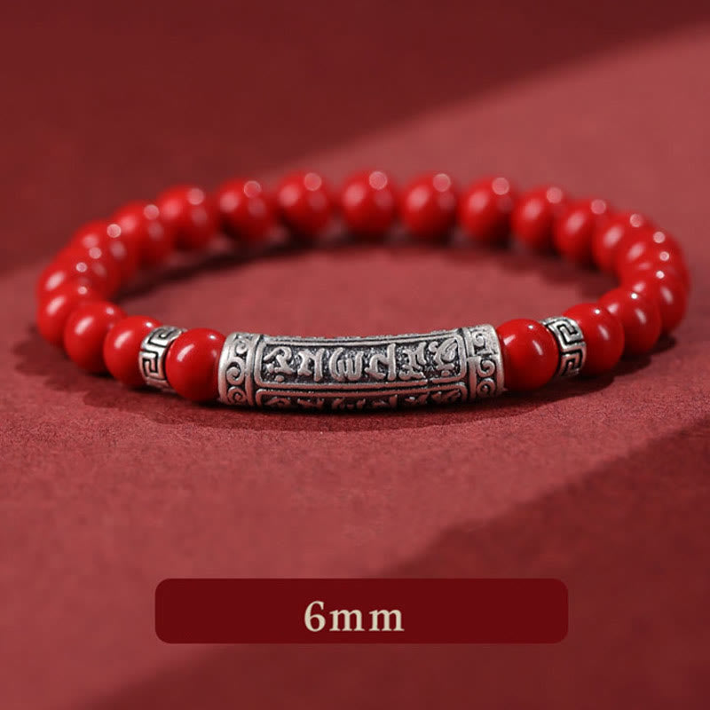 Wear FengShui Cinnabar 999 Sterling Silver Six True Words Blessing Bracelet