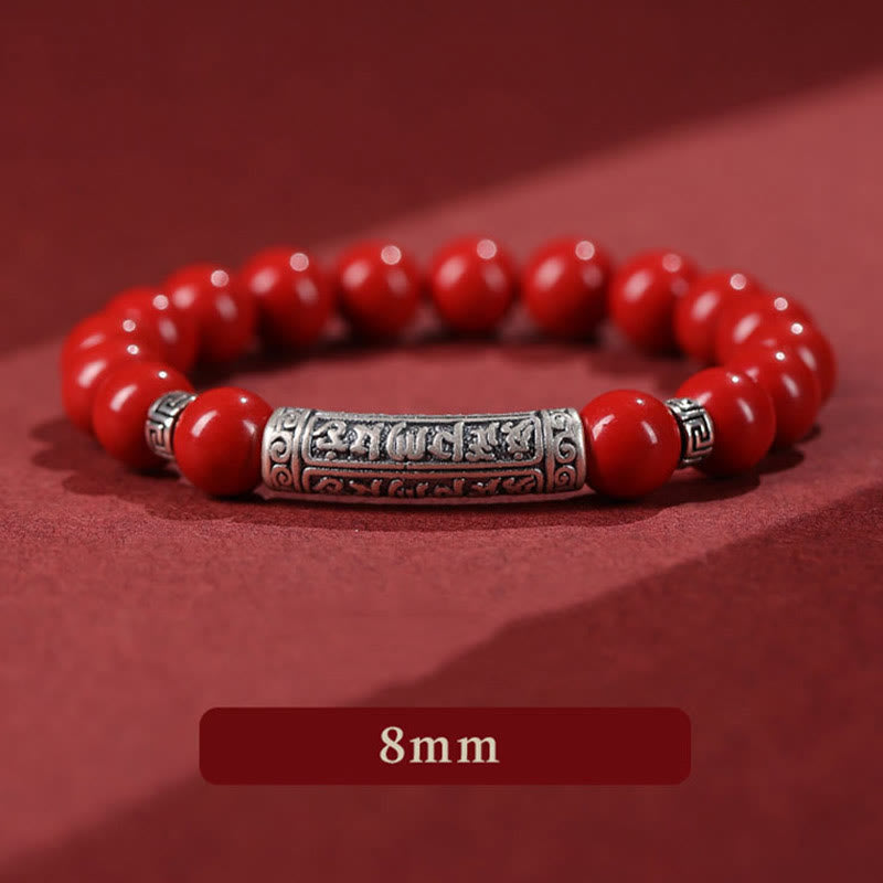 Wear FengShui Cinnabar 999 Sterling Silver Six True Words Blessing Bracelet