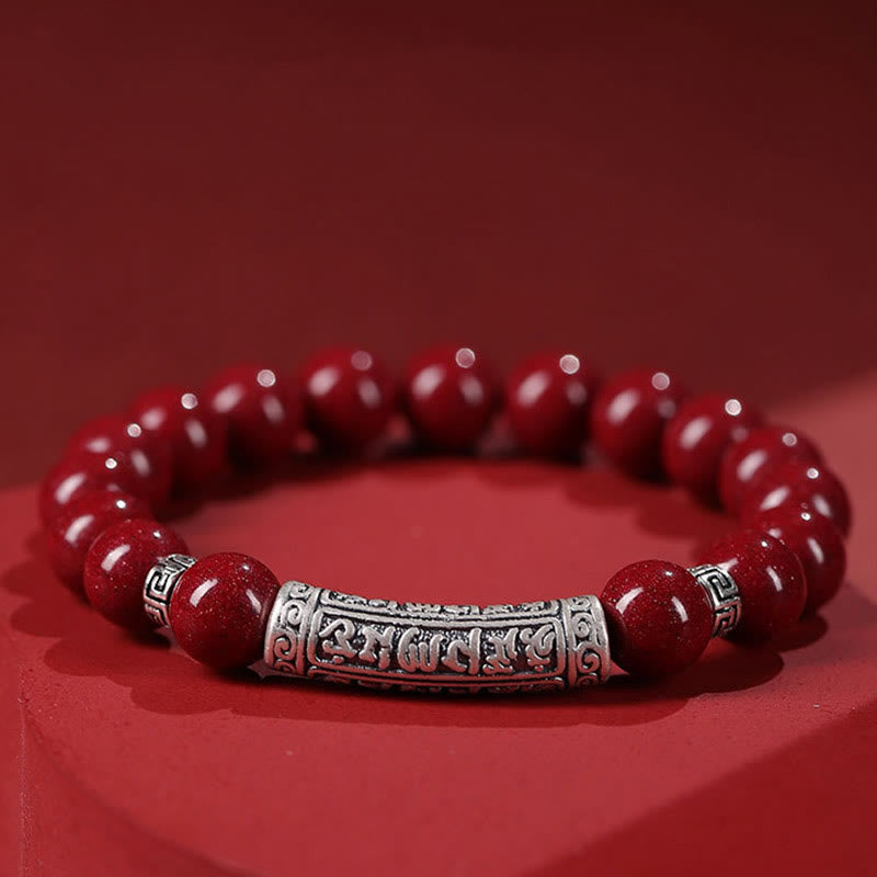 Wear FengShui Cinnabar 999 Sterling Silver Six True Words Blessing Bracelet