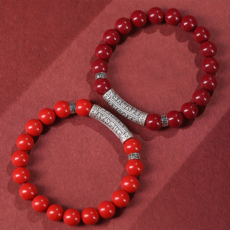 Wear FengShui Cinnabar 999 Sterling Silver Six True Words Blessing Bracelet