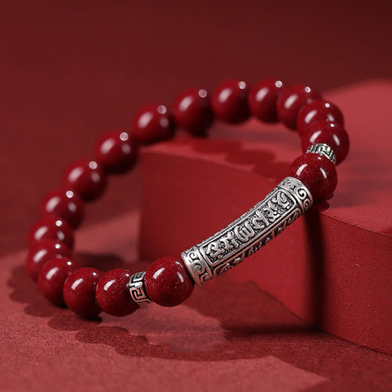 Wear FengShui Cinnabar 999 Sterling Silver Six True Words Blessing Bracelet