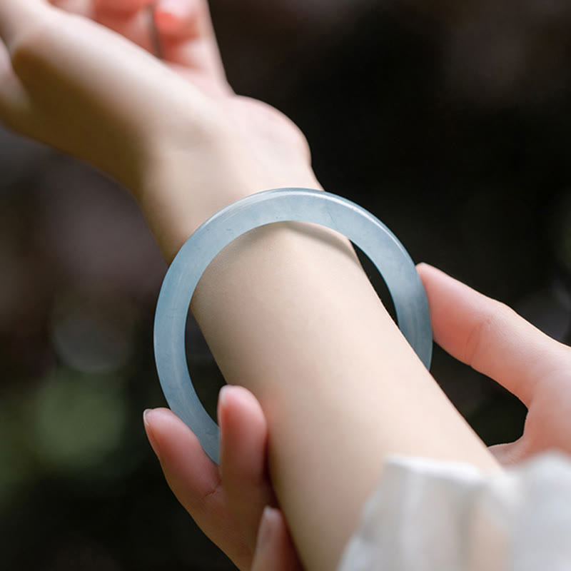 Wear FengShui Natural Aquamarine Serenity Bangle Bracelet