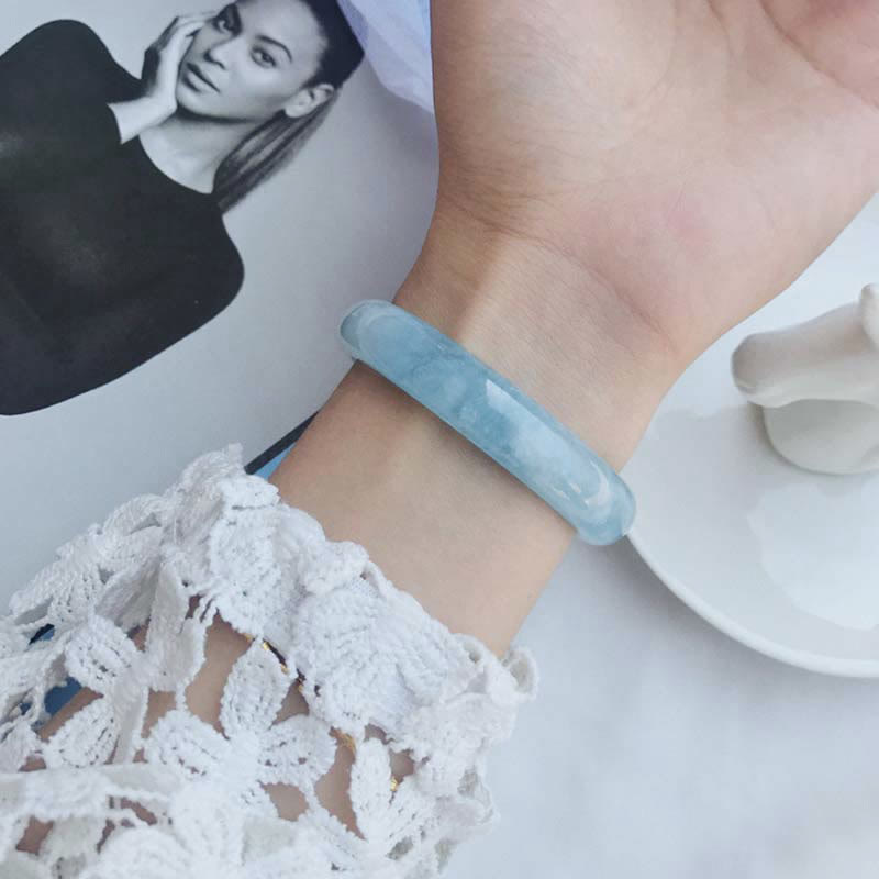 Wear FengShui Natural Aquamarine Blessing Bangle Bracelet