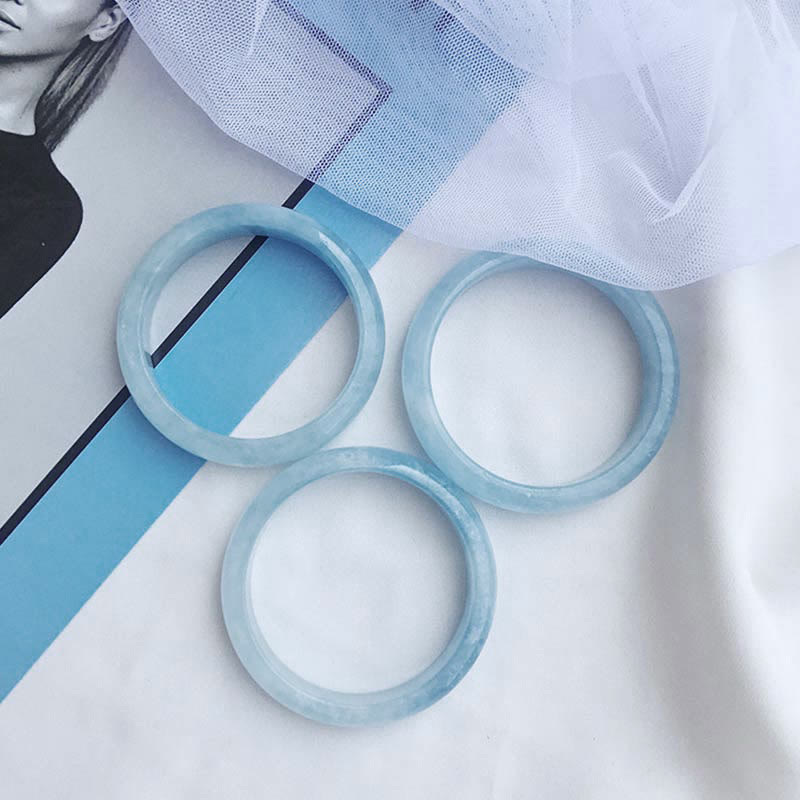 Wear FengShui Natural Aquamarine Blessing Bangle Bracelet