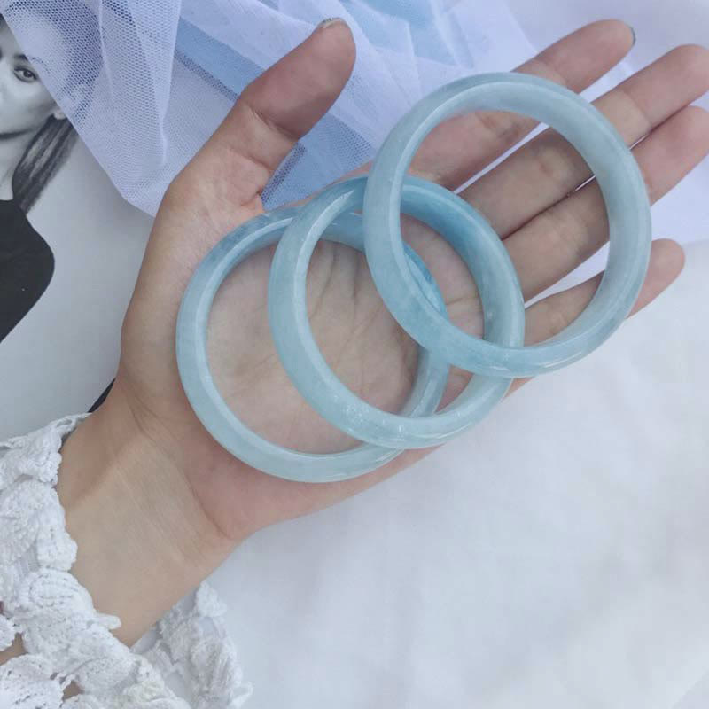 Wear FengShui Natural Aquamarine Blessing Bangle Bracelet