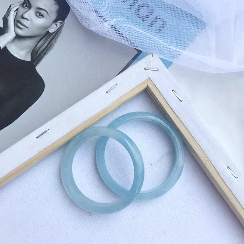Wear FengShui Natural Aquamarine Blessing Bangle Bracelet