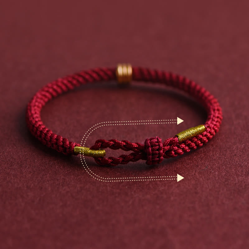 Wear FengShui 999 Gold Triple Ring Design Handmade Connection Braided Rope Bracelet
