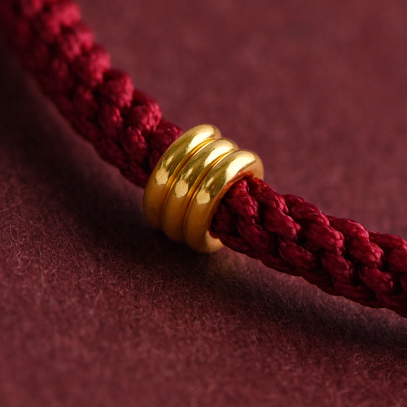 Wear FengShui 999 Gold Triple Ring Design Handmade Connection Braided Rope Bracelet