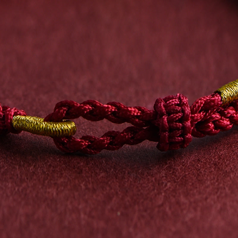 Wear FengShui 999 Gold Triple Ring Design Handmade Connection Braided Rope Bracelet
