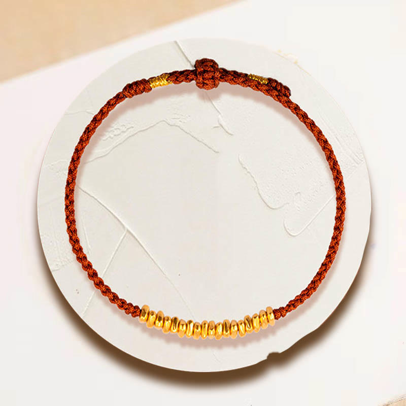 Wear FengShui 999 Gold Small Gold Pieces Design Handmade Protection Braided Rope Bracelet