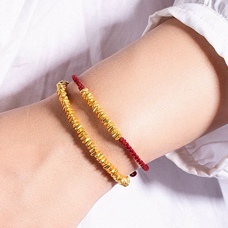 Wear FengShui 999 Gold Small Gold Pieces Design Handmade Protection Braided Rope Bracelet