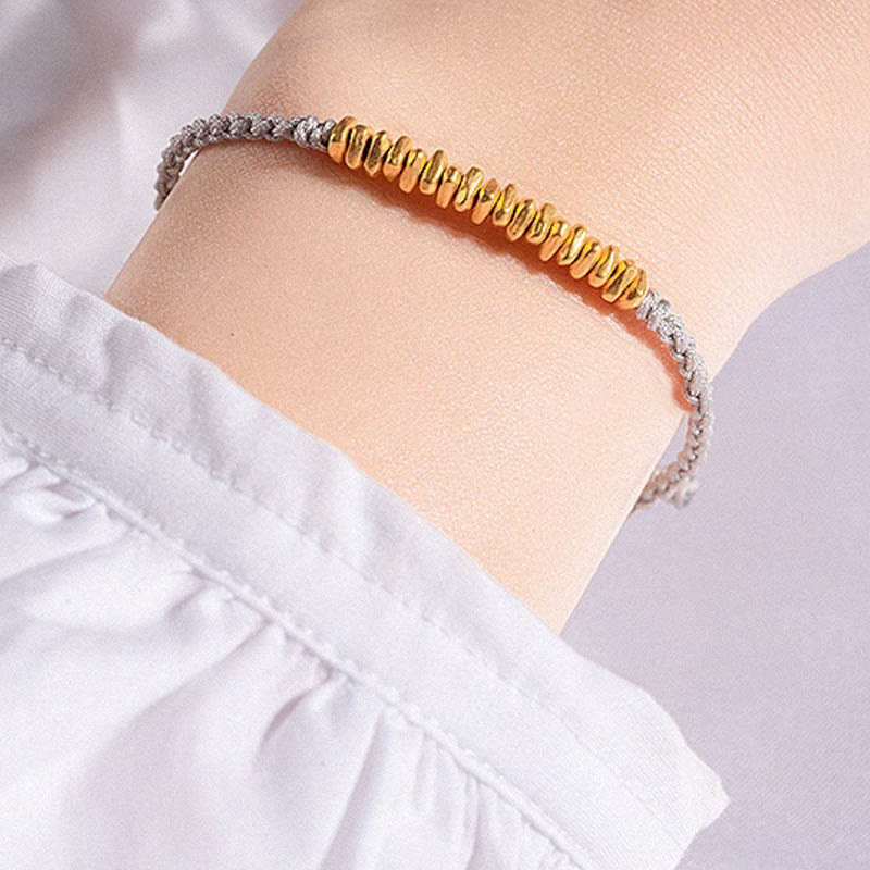 Wear FengShui 999 Gold Small Gold Pieces Design Handmade Protection Braided Rope Bracelet