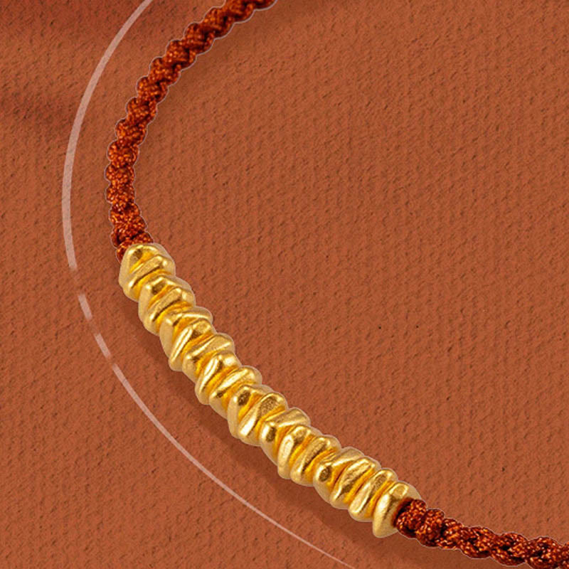 Wear FengShui 999 Gold Small Gold Pieces Design Handmade Protection Braided Rope Bracelet