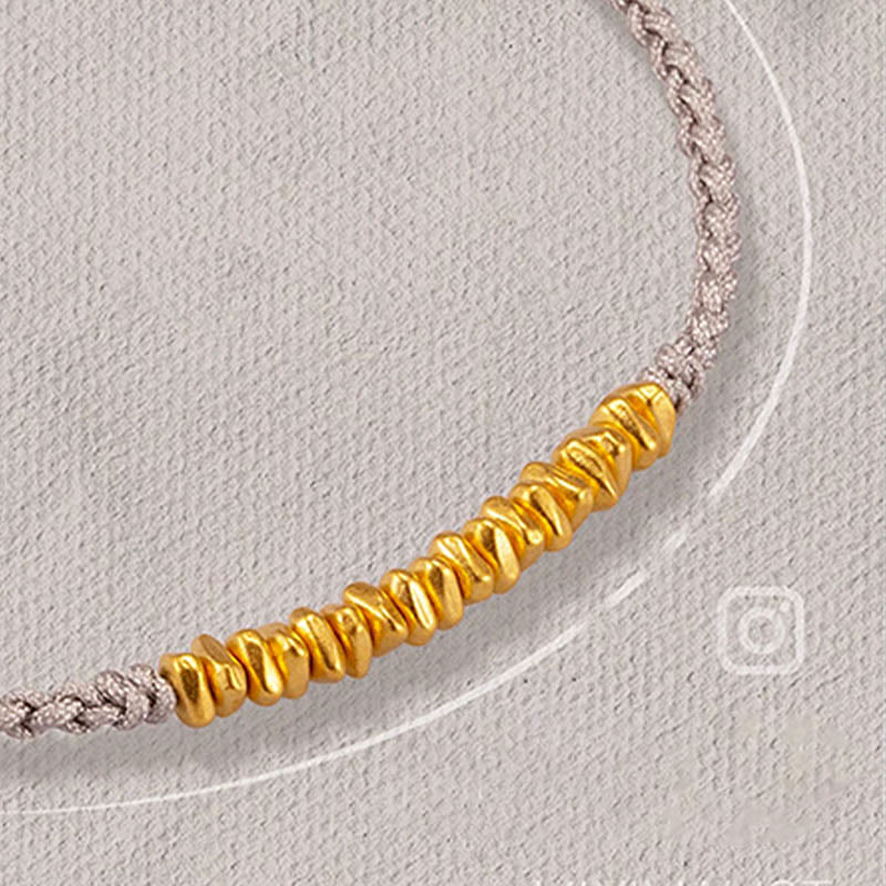 Wear FengShui 999 Gold Small Gold Pieces Design Handmade Protection Braided Rope Bracelet