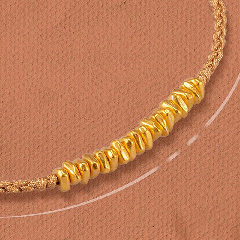 Wear FengShui 999 Gold Small Gold Pieces Design Handmade Protection Braided Rope Bracelet