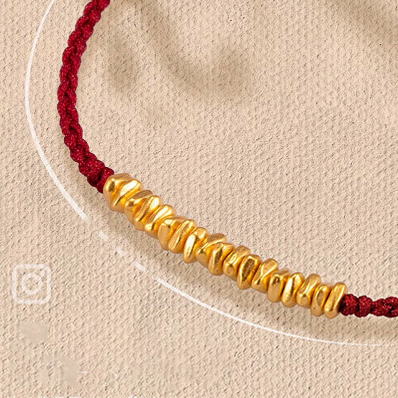 Wear FengShui 999 Gold Small Gold Pieces Design Handmade Protection Braided Rope Bracelet