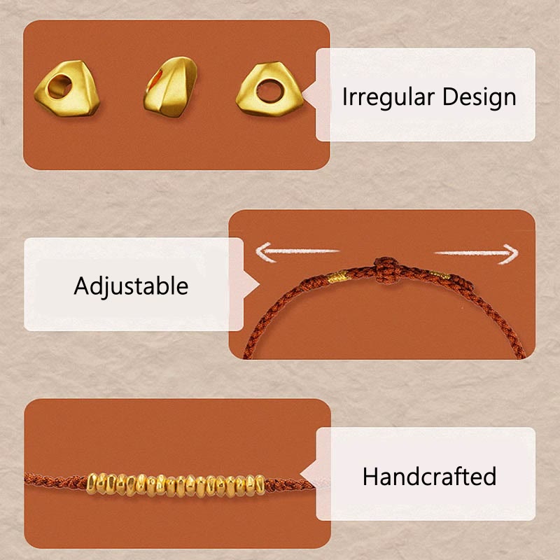 Wear FengShui 999 Gold Small Gold Pieces Design Handmade Protection Braided Rope Bracelet