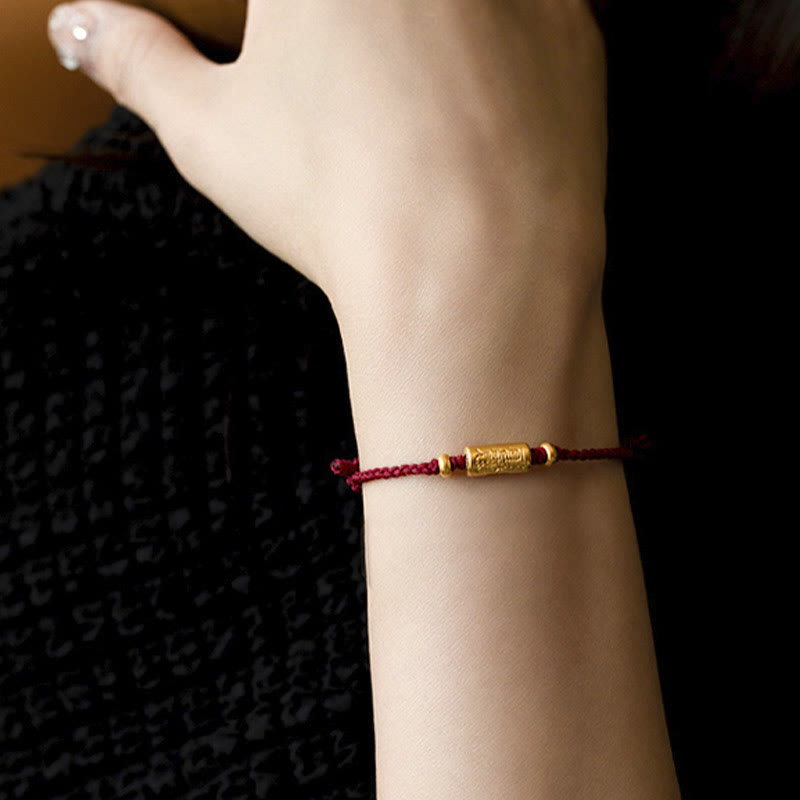 Wear FengShui 999 Gold Good Luck Amulet Carved Design Handmade Strength Braided Rope Bracelet
